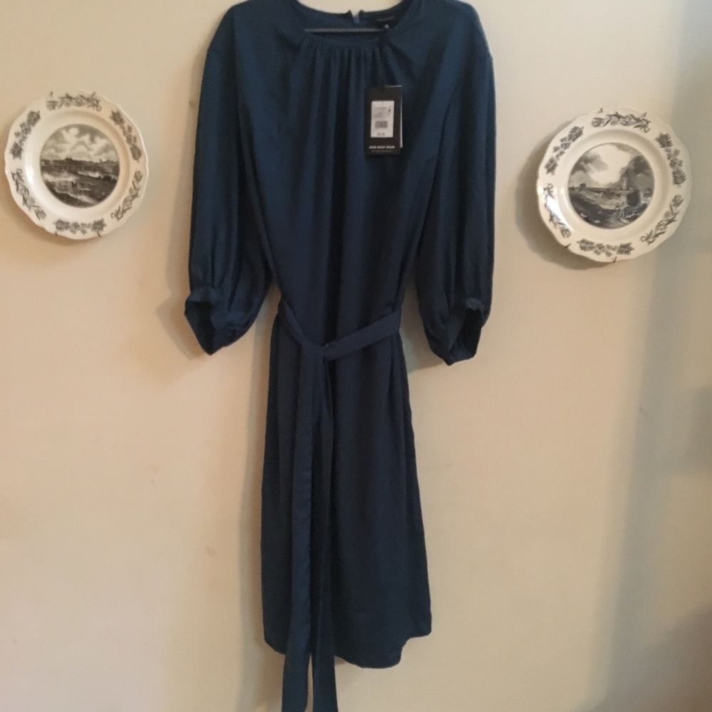 NWT Who What Wear Midi Dress 3/4 Puff Sleeves - Picture 2 of 7